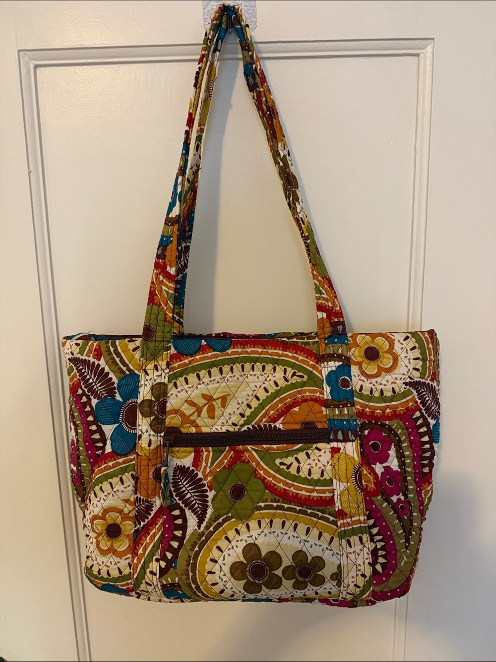 Quilted Floral Paisley Tote Bag